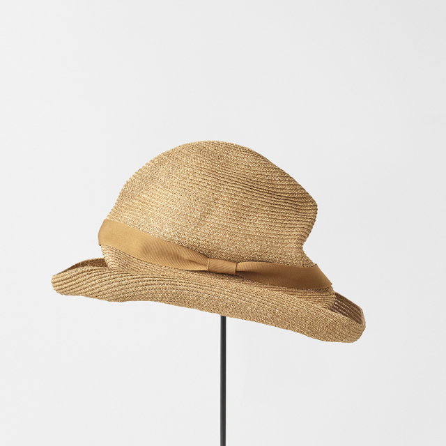 BOXED HAT paper abaca 11cm brim / bronze gold base