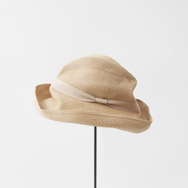 BOXED HAT paper abaca 11cm brim / stucco beige base