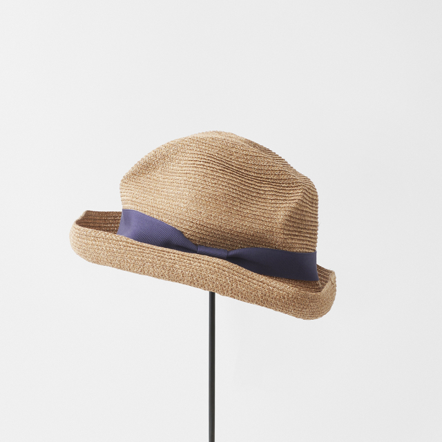 Mature Ha Paper Abaca Long Brim Hat - Bronze Gold/Black