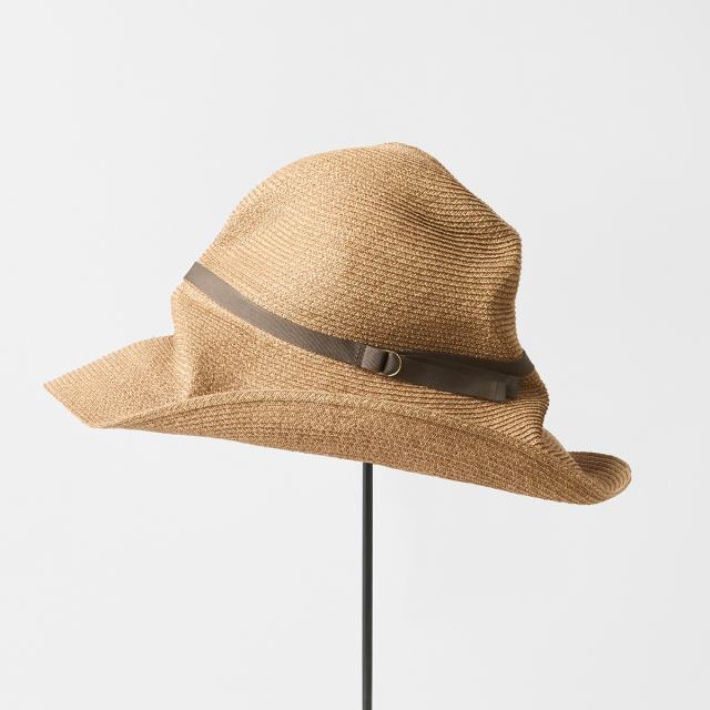 BOXED HAT paper abaca long brim14KGF ring belt