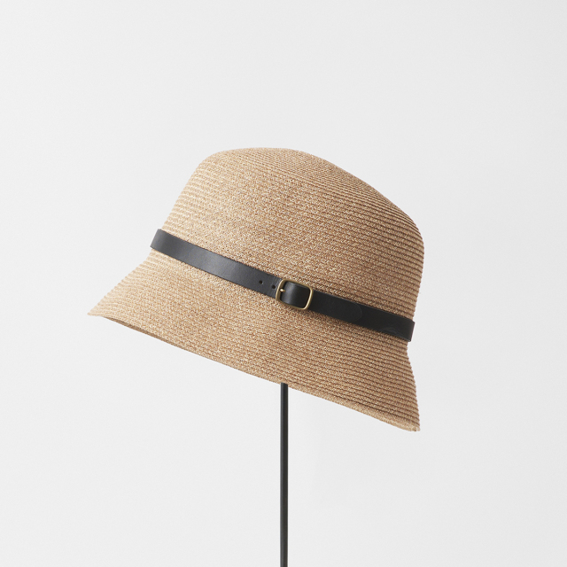 paper abaca bucket hat for men leather belt