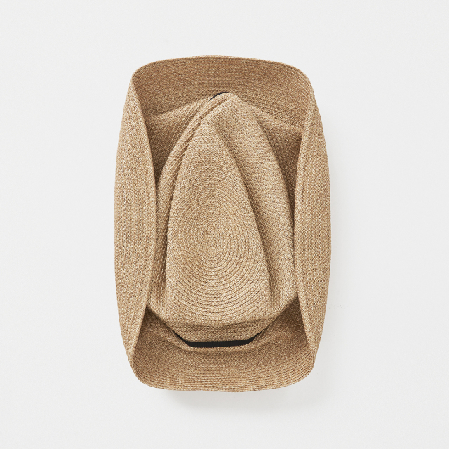 BOXED HAT 11cm brim grosgrain ribbon / mix brown base