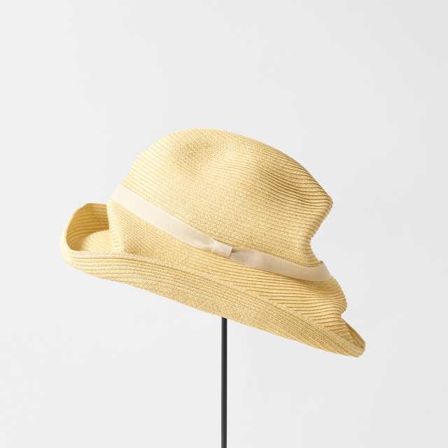 BOXED HAT 11cm brim organdy ribbon / natural base