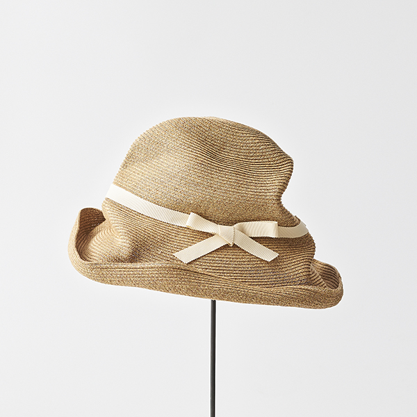 予約販売(5月22日頃発送)_BOXED HAT 11cm brim grosgrain ribbon / mix brown base