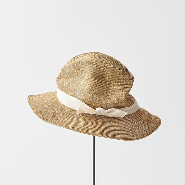 BOXED HAT 7cm brim herringbone ribbon