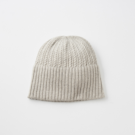 long rib knit cap tiny rope cashmere 100
