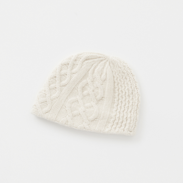 slant cutting knit cap aran - wool x cashmere, silk