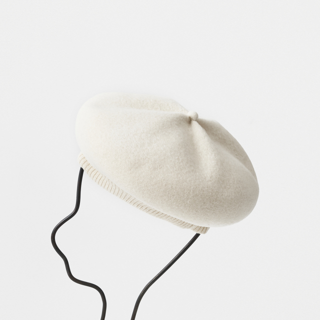 beret top gather rib - lamb wool