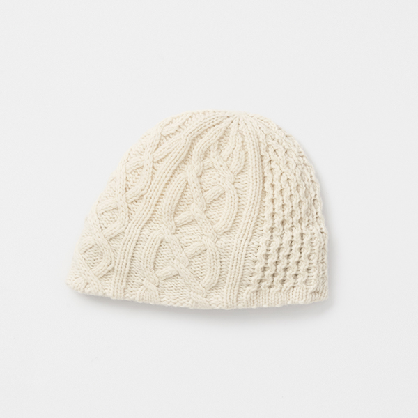 slant cutting knit cap aran 2 - lamb wool