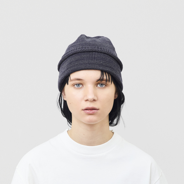 rolled edge knit cap linen silk