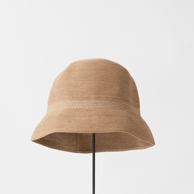 帽子 mature ha. paper braid light hat wide BOXED HAT 7cm brim herringbone ribbon