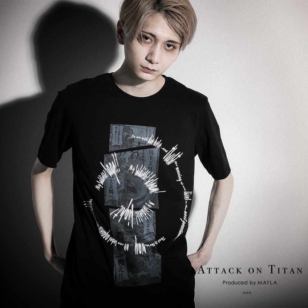 MAYLA マイラ 進撃の巨人 服 Tシャツ 半袖  大人 追憶の黒いTシャツ11 ユニセックス 男女兼用 メンズ レディース 正規品 新品 公式 進撃の巨人 グッズ 進撃の巨人 追憶の黒いTシャツ05- MAYLA