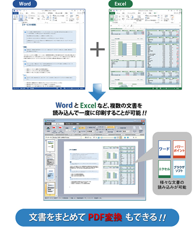 複数の文書を読み込み一度に印刷することが可能！文書をまとめてPDF変換もできる！
