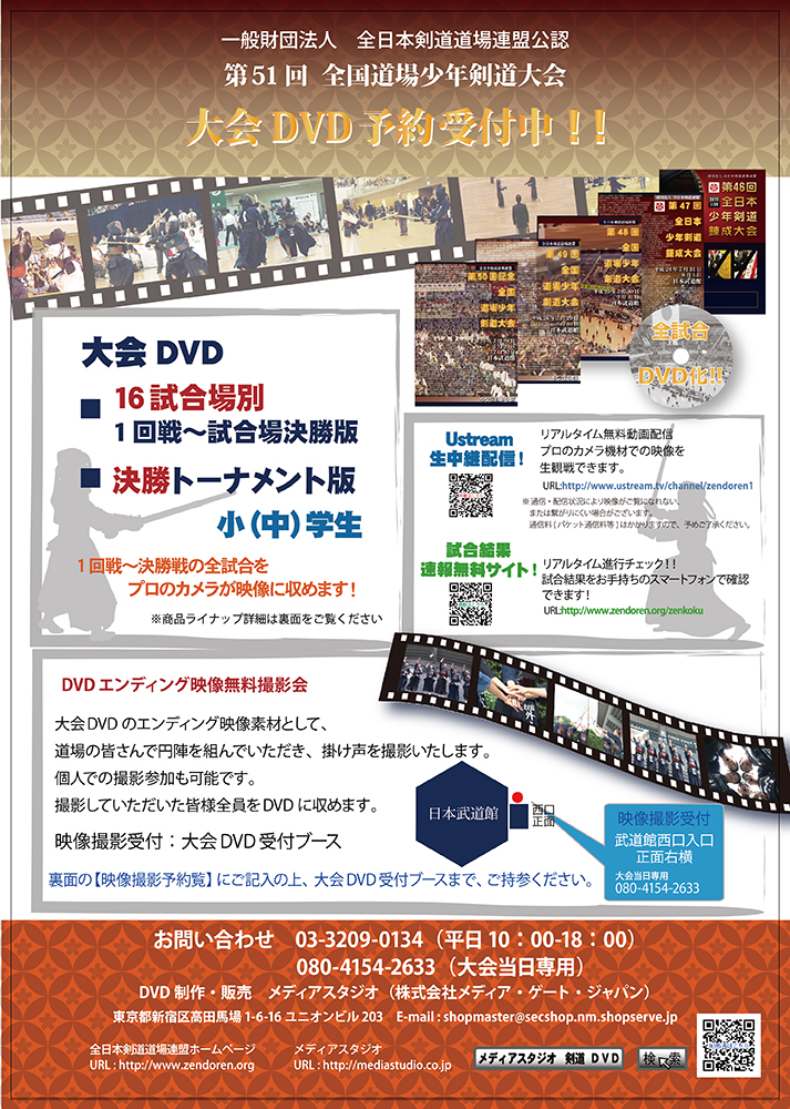 第51回　全国道場少年剣道大会　小学生　団体　試合場別　1回戦～試合場決勝