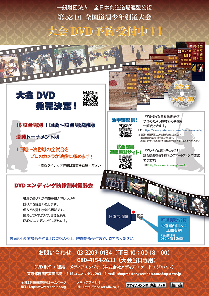 第52回　全国道場少年剣道大会　小学生　団体　試合場別　1回戦～試合場決勝