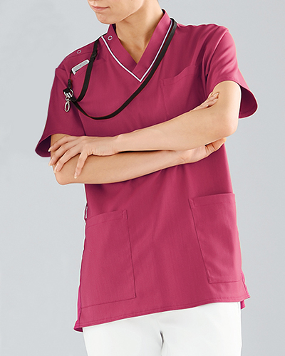 [カゼン] KAZEN 【スタイルと機能性にこだわったコードスクラブ】  男女兼用 スクラブ 134-95 （ボルドー）＜廃番品＞