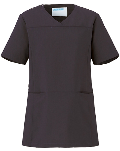 [カゼン] KAZEN 【女性らしいシルエットと機能的なスクラブ白衣】  レディース スクラブ 171-91 （チャコール）＜廃番予定＞