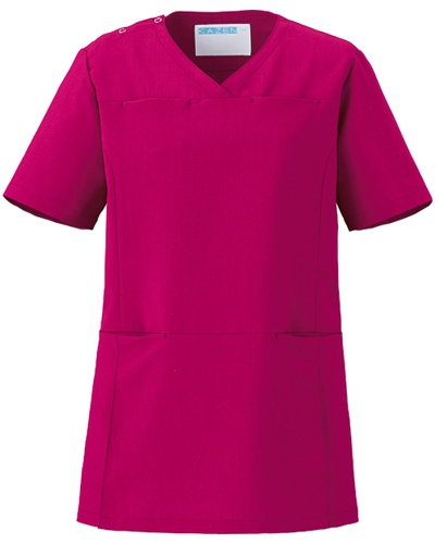[カゼン] KAZEN 【女性らしいシルエットと機能的なスクラブ白衣】  レディース スクラブ 171-93 （マゼンタ）＜廃番予定＞