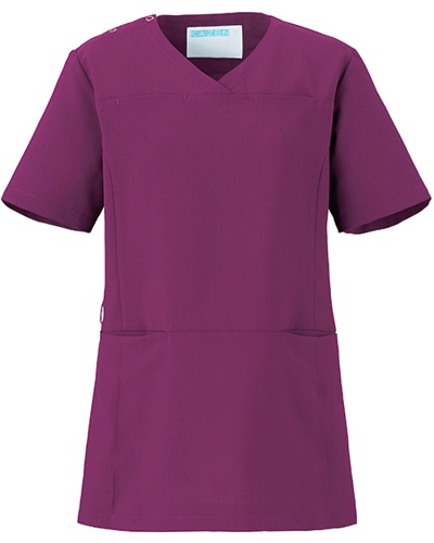 [カゼン] KAZEN 【女性らしいシルエットと機能的なスクラブ白衣】  レディース スクラブ 171-95 （プラム）＜廃番予定＞