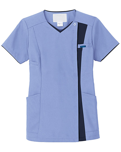 [フォーク] FOLK 【着脱のしやすさとデザイン性を備えたジップススクラブ】 レディース ジップスクラブ 7023SC （サックス）