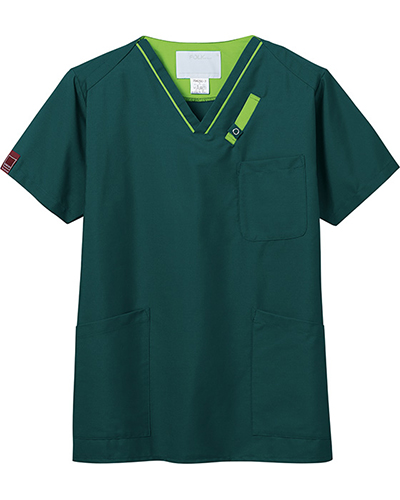 [フォーク] FOLK 【PHS対応＆着脱しやすいホック付きスクラブ】 男女兼用 スクラブ 7042SC （モスグリーン×グリーナリー）