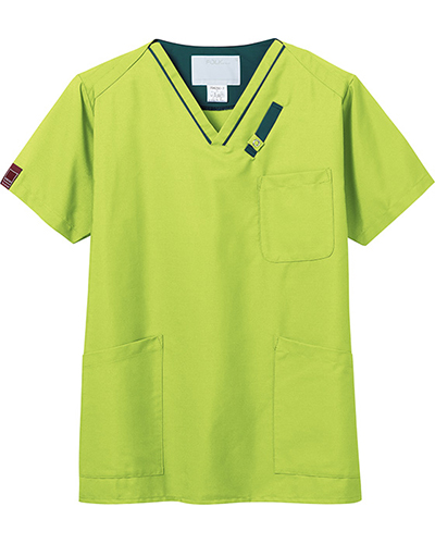 [フォーク] FOLK 【PHS対応＆着脱しやすいホック付きスクラブ】 男女兼用 スクラブ 7042SC （ライム×モスグリーン）