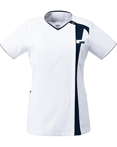 [フォーク] FOLK 【伸縮性のある新採用のジップスクラブ】 レディース ジップスクラブ 7052SC （ホワイト×ダークネイビー）