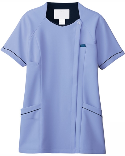 [フォーク] FOLK 【動きやすさと使いやすさを追求したジップスクラブ】 レディース ジップスクラブ 7064SC （サックス×ダークネイビー）