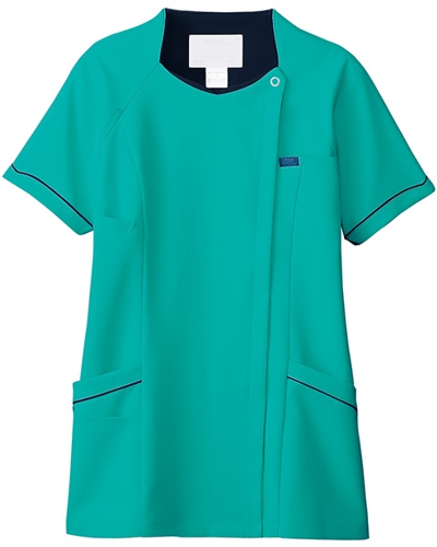 [フォーク] FOLK 【動きやすさと使いやすさを追求したジップスクラブ】 レディース ジップスクラブ 7064SC （エムグリーン×ダークネイビー）