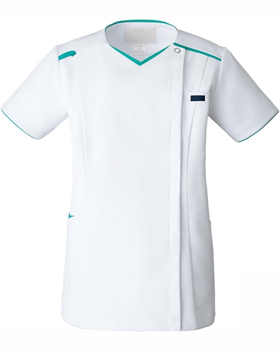 [フォーク] FOLK 【ポイントカラーがさわやかなホワイトのジップスクラブ】 レディース ジップスクラブ 7066SC （ホワイト×エムグリーン）