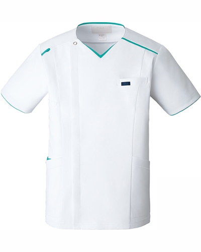 [フォーク] FOLK 【ポイントカラーがさわやかなホワイトのジップスクラブ】 メンズ ジップスクラブ 7067SC （ホワイト×エムグリーン）