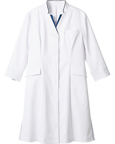 [モンブラン] MONTBLANC 【華やかな洗練スタイルのドクターコート】 レディース ドクターコート（7分袖） 71-139（白×ネイビー）