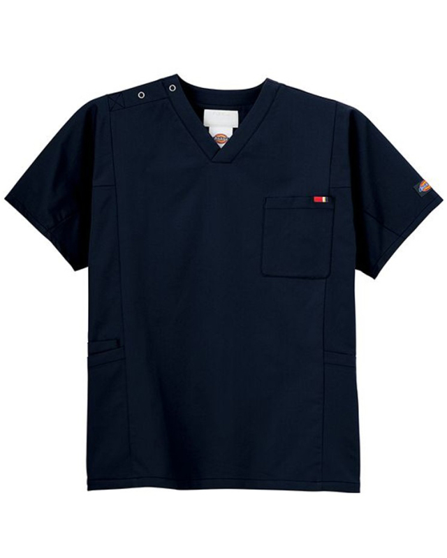 [ディッキーズ] Dickies 【幾何学的な切り替えが映えるスタイリッシュスクラブ】 男女兼用 スクラブ 7112SC （ダークネイビー）