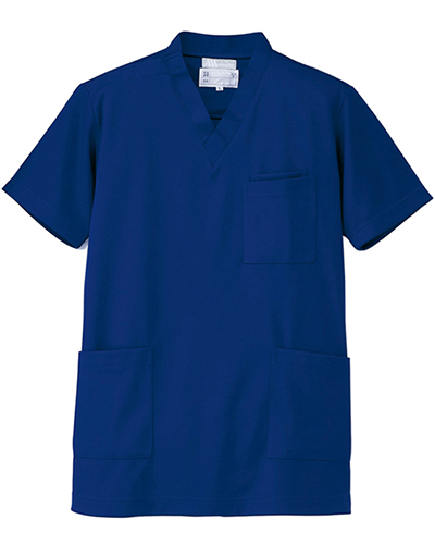 [ルミエール] Lumiere 【格安ニットスクラブ／医療白衣】男女兼用 ニットスクラブ 861401 （ブルー）