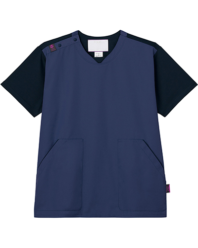 [フォーク] FOLK 【新開発のニット素材を使用した塩素剤でも色落ちしないジアスクラブ】 男女兼用 スクラブ CK703 （ネイビー×ダークネイビー）