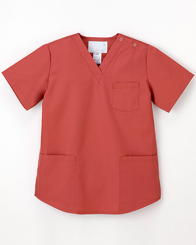 [ナガイレーベン] NAGAILEBEN 【ウエストをやや絞った女性らしいシルエットのスクラブ】 女性用スクラブ ES-8662（コーラルレッド）