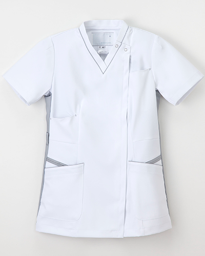 [ナガイレーベン] NAGAILEBEN 【カラースクラブと白衣の魅力を融合したスクラブ】 女性用スクラブ FT-4627（Tシルバーグレー）