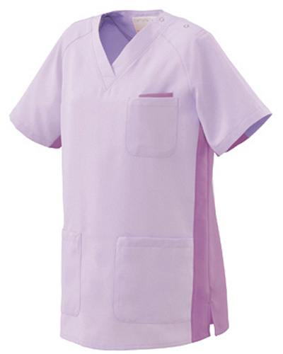 [オンワード] ONWARD 【胸元の見えにくい女性用スクラブ】 レディース スクラブ HS-8001 （ラベンダー×濃ラベンダー）