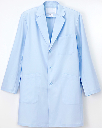 [ナガイレーベン] NAGAILEBEN 【素材・縫製の違いがワンランク上の診察衣／ショート丈】 男性用シングル診察衣 KEX-5180 （ブルー）
