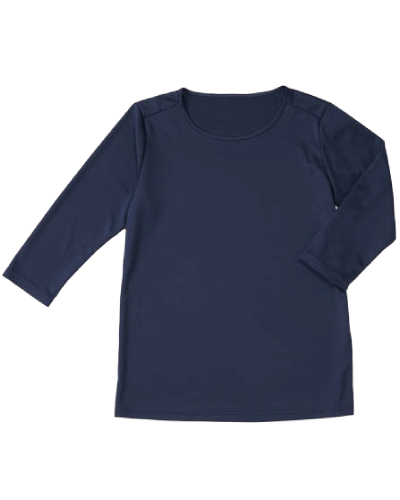 [カゼン] KAZEN 【画期的な暑くなりにくい スクラブインナー】 男女兼用 インナーTシャツ（七分袖） KZN220-18 （ネイビー）