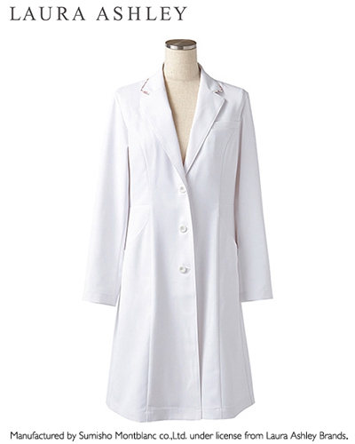 [ローラ アシュレイ] LAURA ASHLEY 【優雅なプリント生地を使った洗練のドクターコート】 レディース ドクターコート LW102-12 （ホワイト×アメリ ピンク）