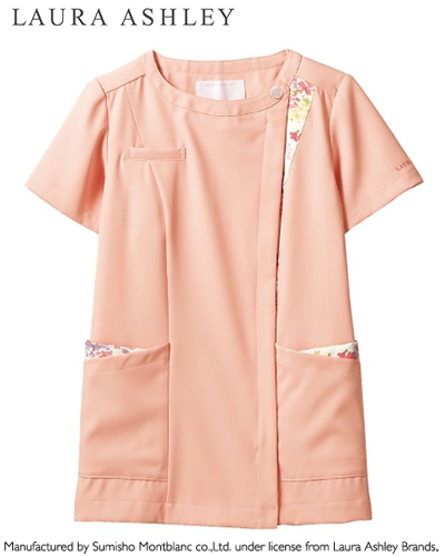 [ローラ アシュレイ] LAURA ASHLEY 【ローラ アシュレイの優雅なジャケットタイプのスクラブ】 レディース スクラブ LW601-22 （ピーチ×アメリ ピンク）