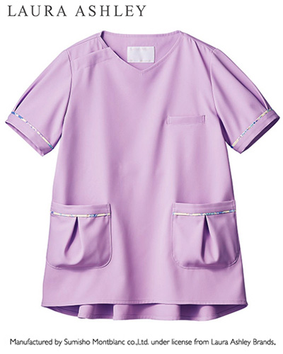[ローラ アシュレイ] LAURA ASHLEY 【ウエストからひらりと広がるペプラム風のフェミニンなシルエット】 レディース スクラブ LW602-83（ラベンダー×ブルー）