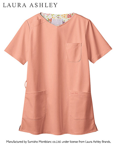 [ローラ アシュレイ] LAURA ASHLEY 【素材の上質感とシンプルな無地デザインのスクラブ】 レディース スクラブ LW603-22（ピーチ×ピンク）