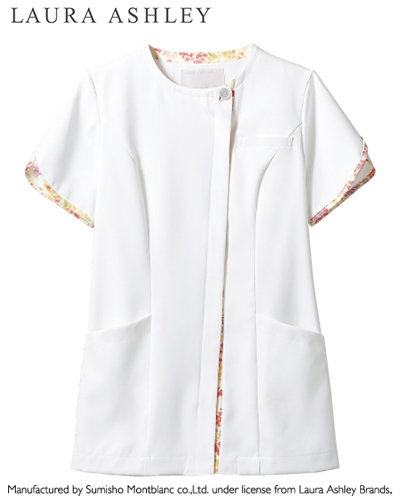 [ローラ アシュレイ] LAURA ASHLEY 【ローラ アシュレイの優雅なナースジャケット】 レディース ナースジャケット LW803-12 （オフホワイト×アメリ ピンク）