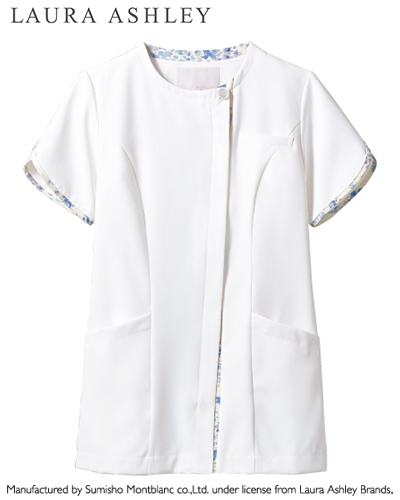 [ローラ アシュレイ] LAURA ASHLEY 【ローラ アシュレイの優雅なナースジャケット】 レディース ナースジャケット LW803-13 （オフホワイト×アメリ ブルー）