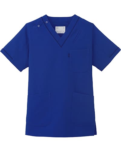 [ミズノ] MIZUNO 【アクセントのパイピングがお洒落なスクラブ白衣】 男女兼用 スクラブ MZ-0092 （ブルーネイビー）