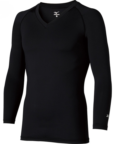 [ミズノ] MIZUNO 【発汗時のベタつき感を抑え、一年中爽やかな着心地のスクラブインナー】 男性用 アンダーウェア（9分袖） MZ-0155 （ブラック）