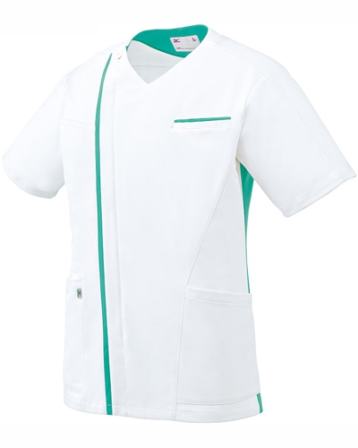 [ミズノ] MIZUNO 【着脱しやすいニット素材のメンズジャケット】 男性用 ジャケット MZ-0237 （ホワイト×グリーン）