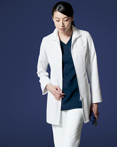[リゼルヴァ]  RISERVA 【フロントジップ式ドクタージャケット】 女性用 長袖ドクタージャケット R2641 （ホワイト）